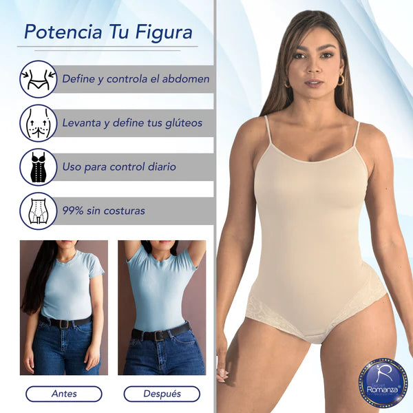 Ref. 2176 Faja tipo body con tiras pitillo graduables y copas prehormadas removibles