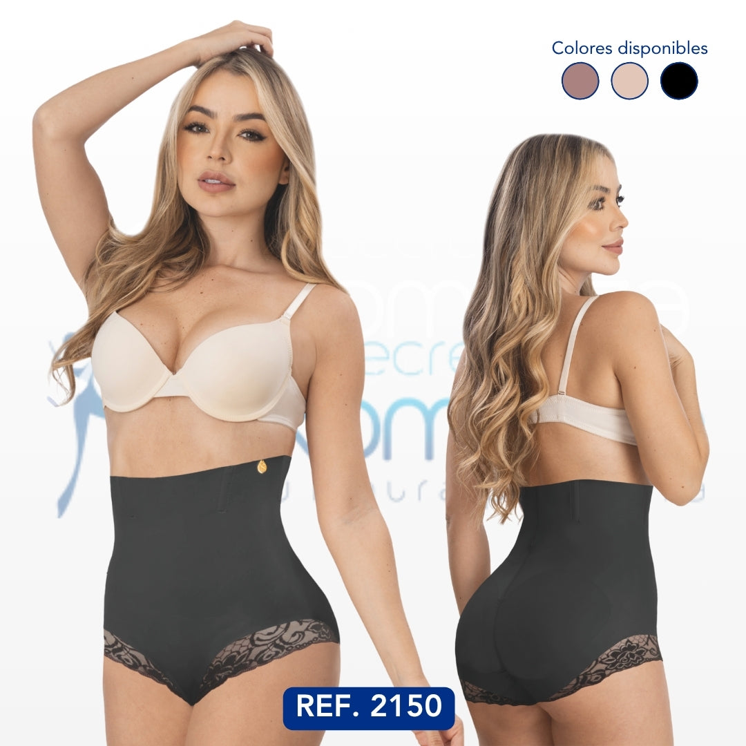 Mod. 2150 Panty Cintura Alta con Varillas y encaje en las piernas
