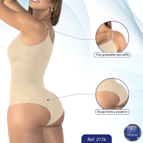 Ref. 2176 Faja  tipo body con tiras pitillo graduables y copas prehormadas removibles