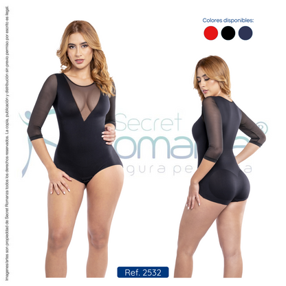 Mod. 2532 Body exterior con escote y mangas en tul