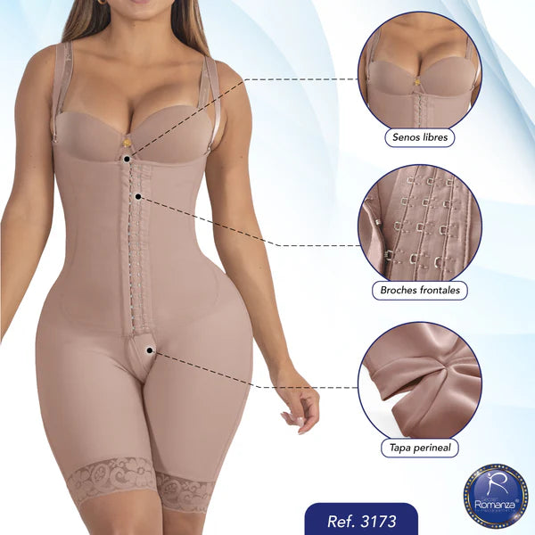 Ref. 3173 Faja a la rodilla senos libres con espalda alta