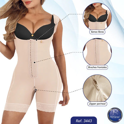 Mod. 3443 Faja tipo short senos libres con broche frontal y zipper perineal