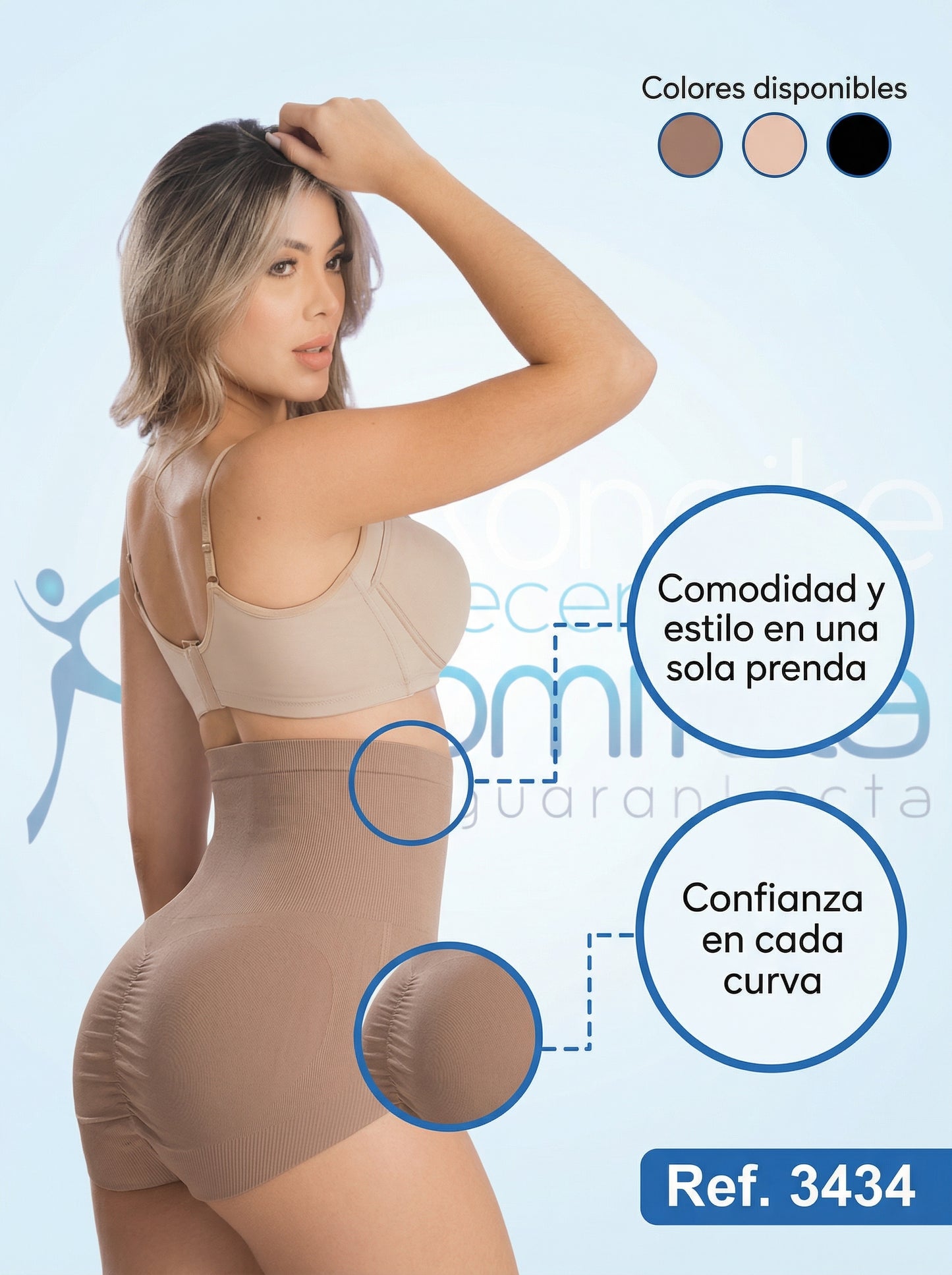 Mod. 3434 Faja tipo cachetero levanta glúteo con elástico