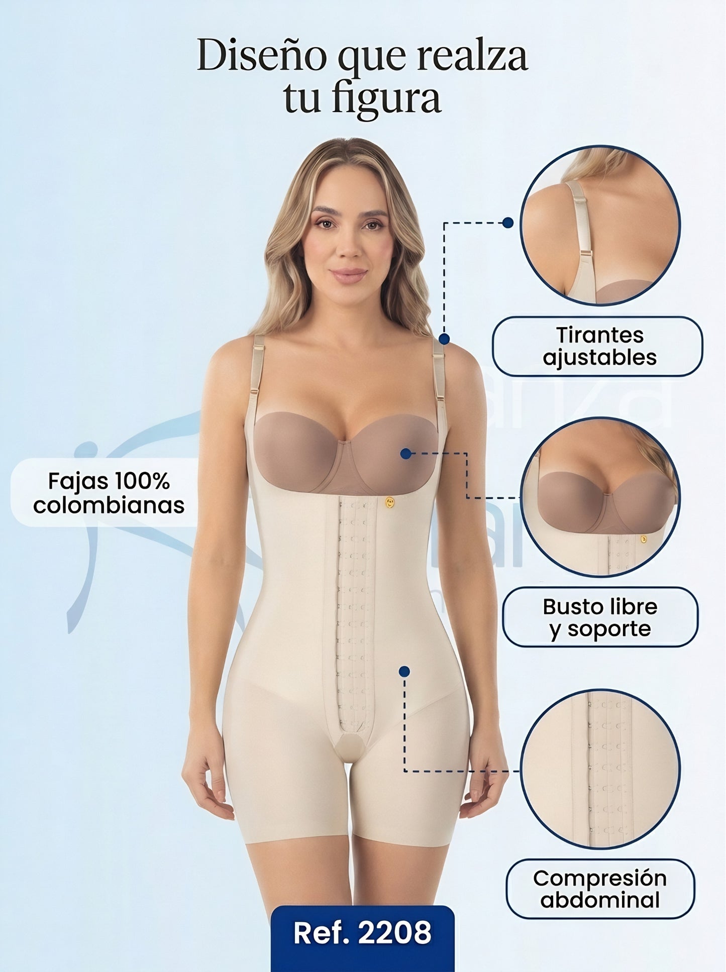 Mod 2208 Short Senos Libres Tapa Abierta con Broches