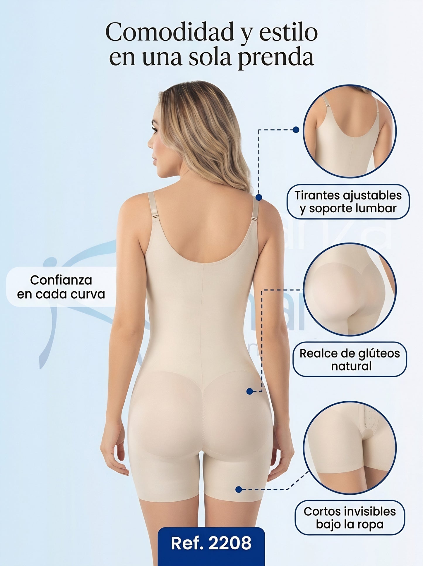 Mod 2208 Short Senos Libres Tapa Abierta con Broches