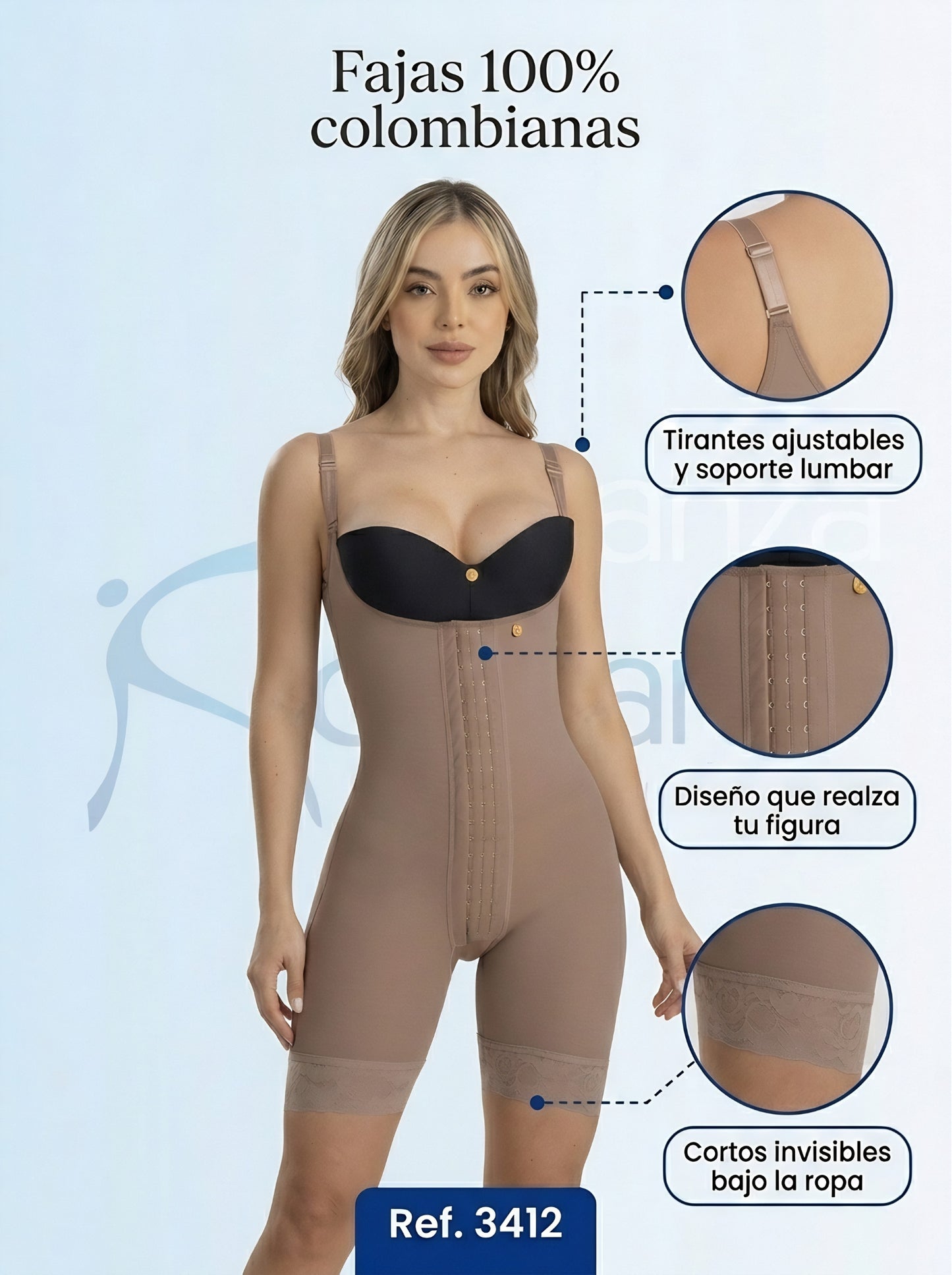 Mod.3412 Short Senos libres con broches tapa perineal abierta