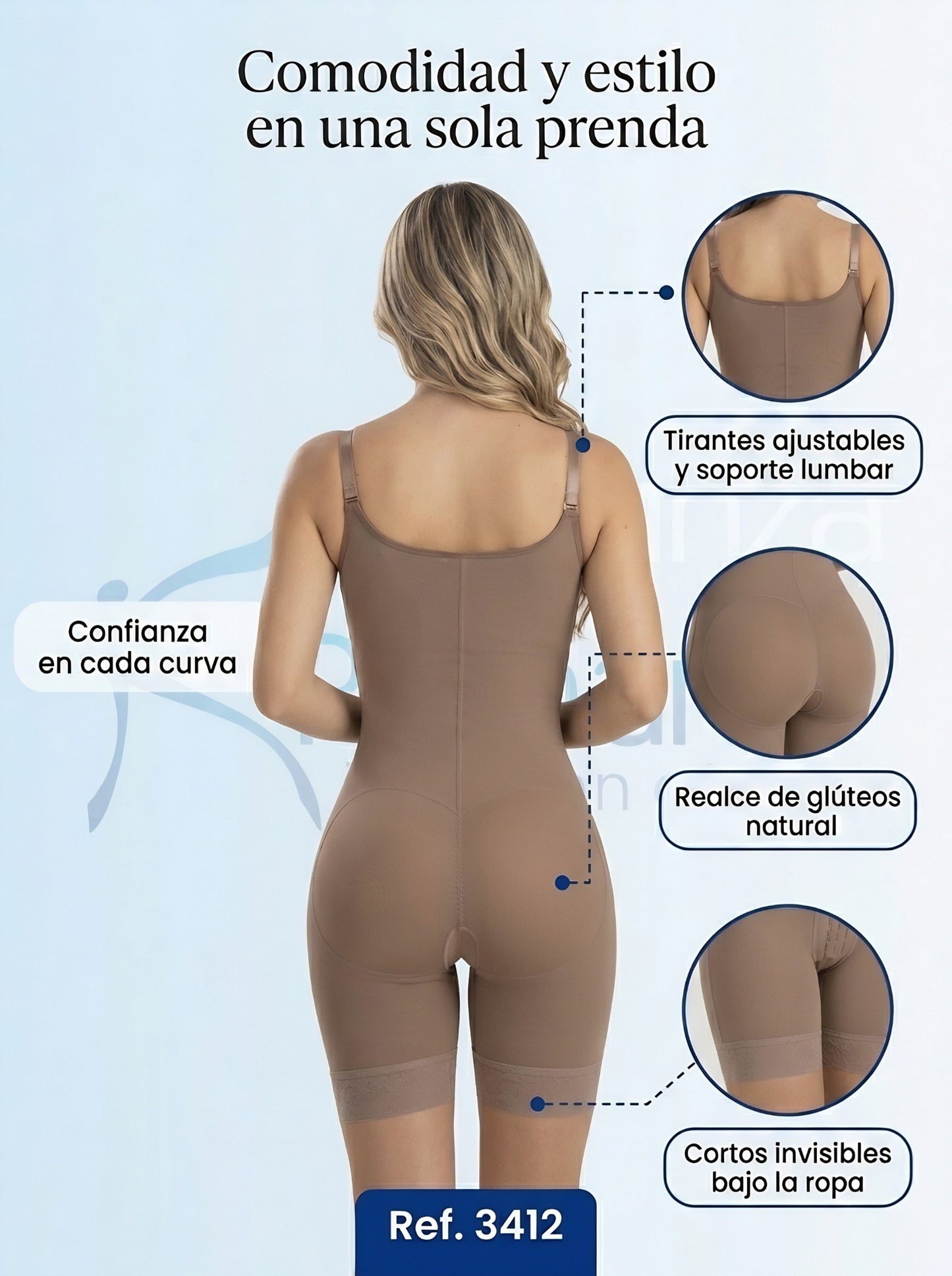 Mod.3412 Short Senos libres con broches tapa perineal abierta