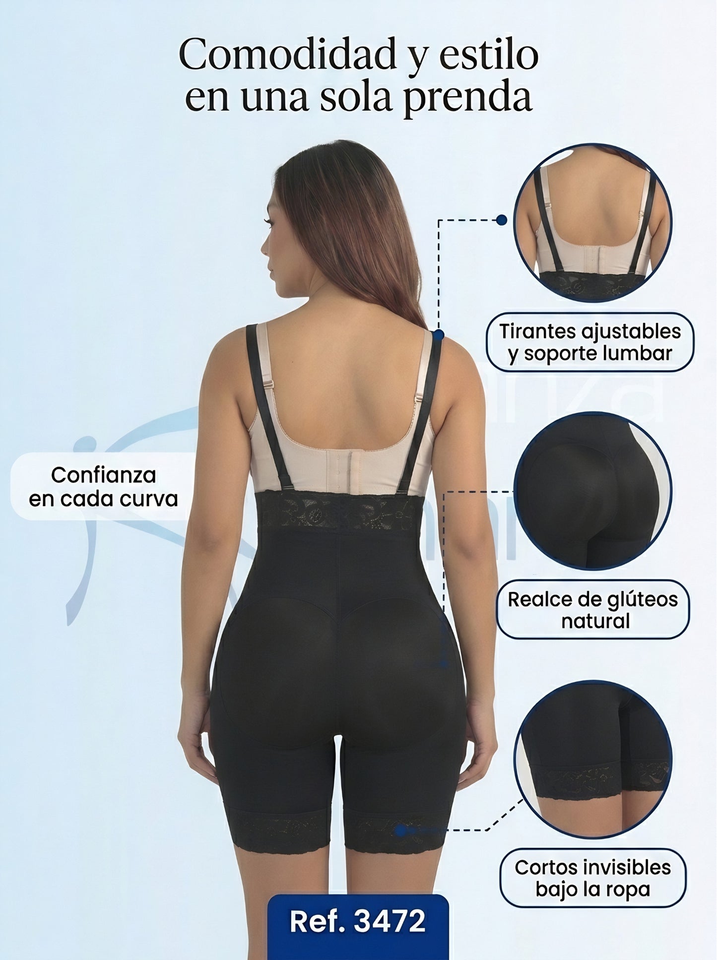 Mod. 3472 Strapless con ziper lateral encaje siliconado