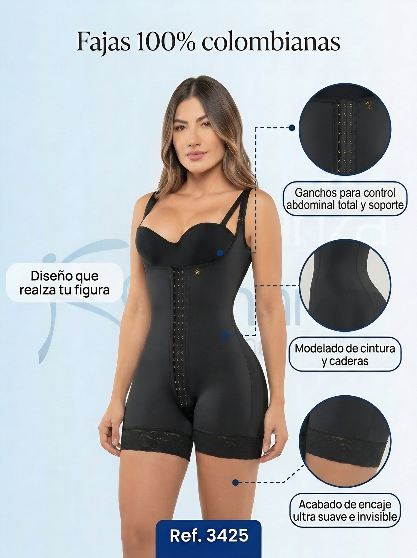 Mod. 3425 Cachetero senos libres con broches tapaperineal abierta