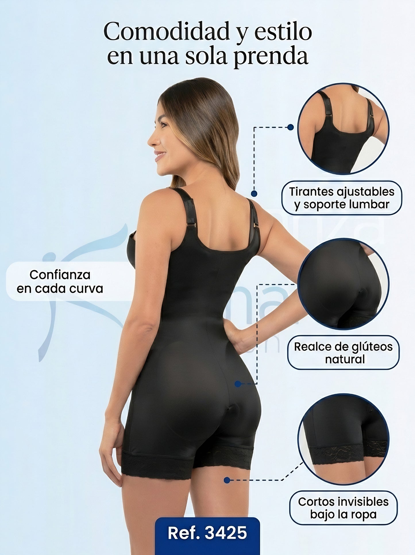 Mod. 3425 Cachetero senos libres con broches tapaperineal abierta
