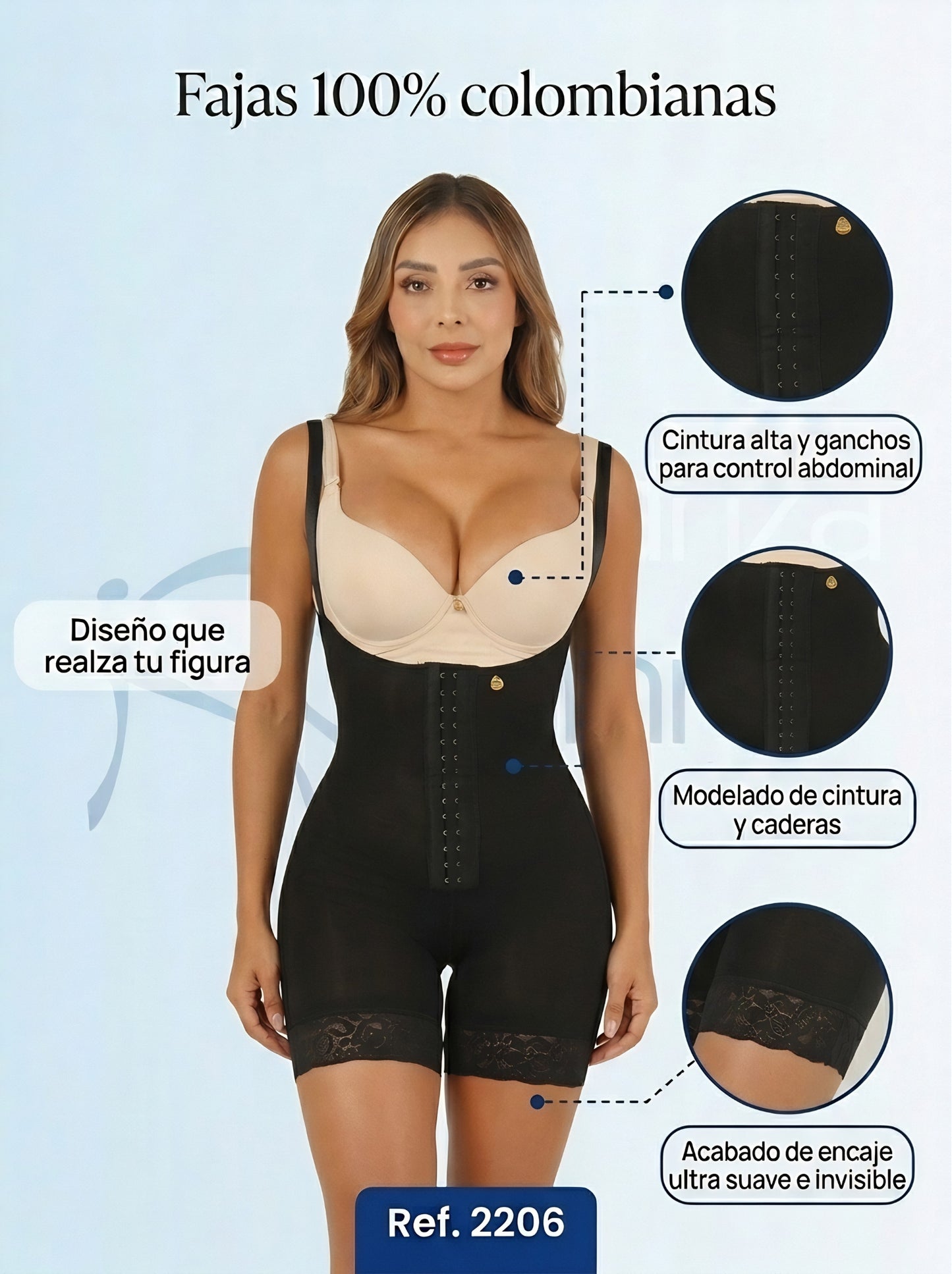 Mod.2206  short senos libres con broches y tirantes