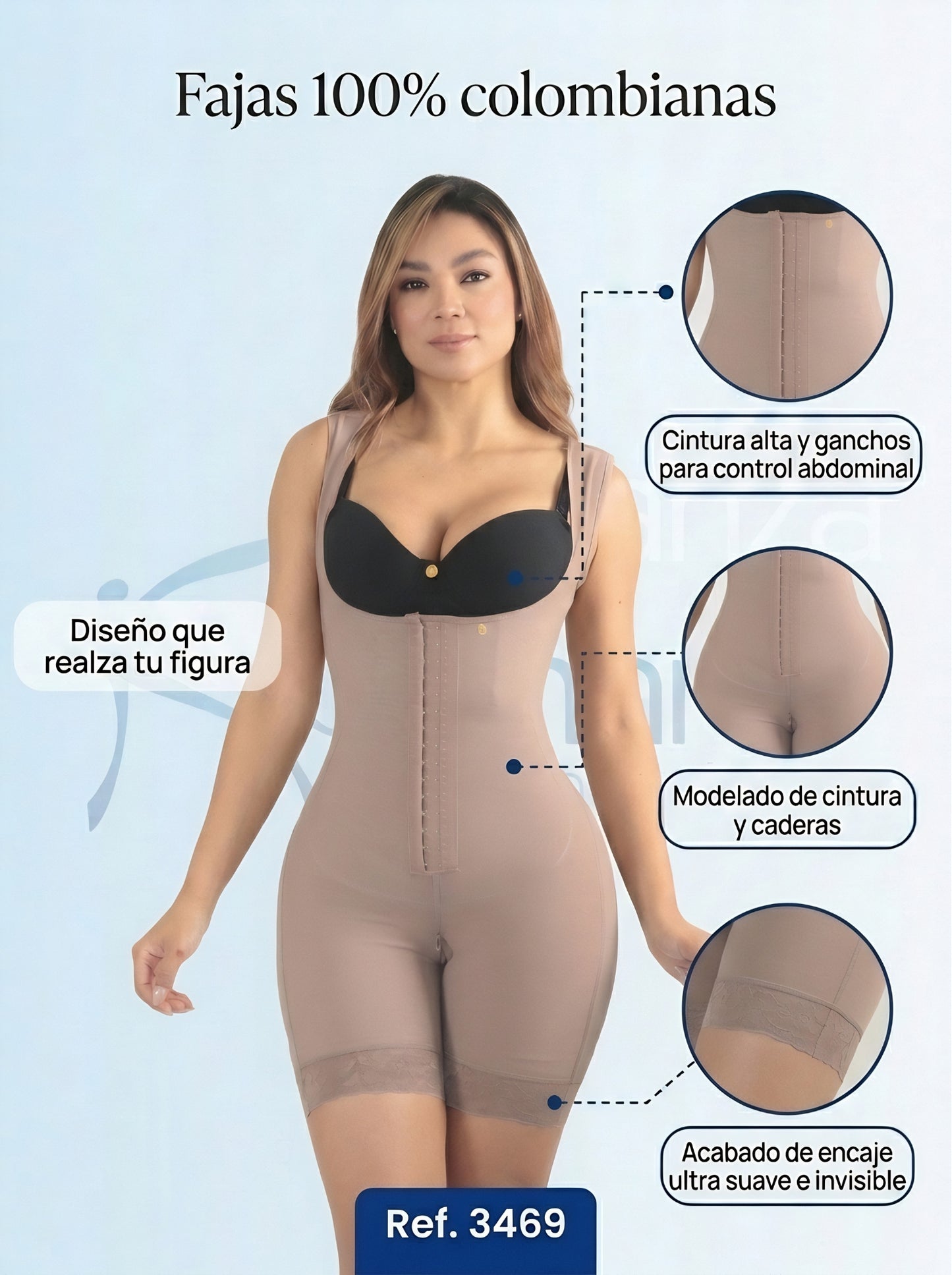 Mod. 3469 Short reloj de arena senos libres con broches