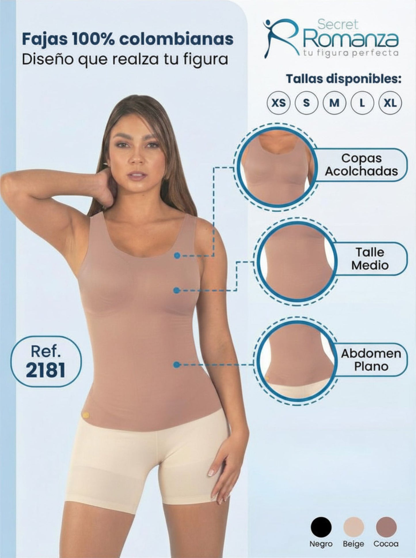 Mod 2181 Camiseta Copas Prehormadas con Tirante Ancho