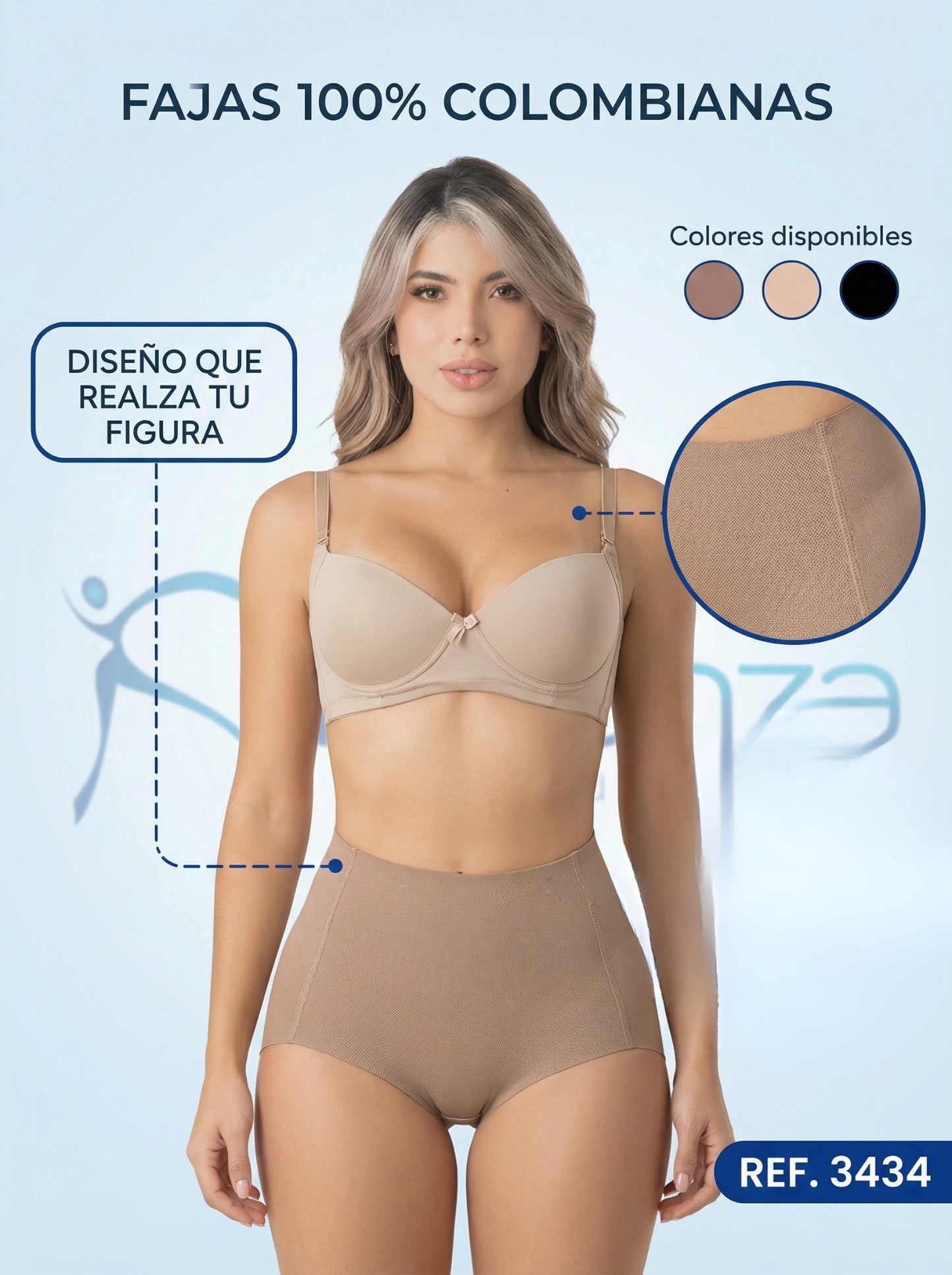 Mod. 3434 Faja tipo cachetero levanta glúteo con elástico