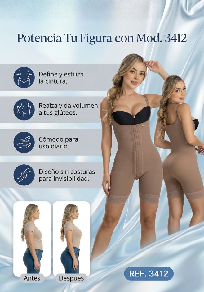 Mod.3412 Short Senos libres con broches tapa perineal abierta