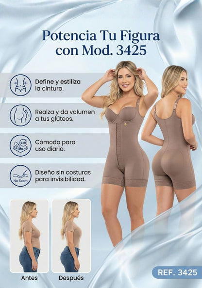 Mod. 3425 Cachetero senos libres con broches tapaperineal abierta