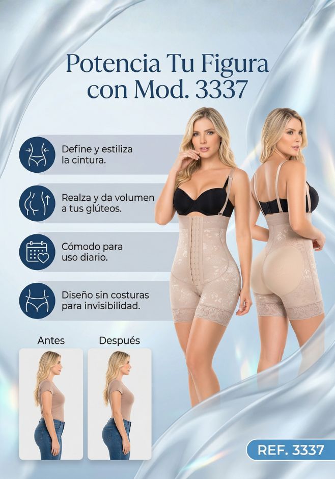 Mod. 3337 Faja short strapless Powernet Jacquard