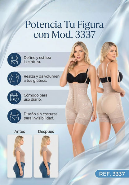 Mod. 3337 Faja short strapless Powernet Jacquard