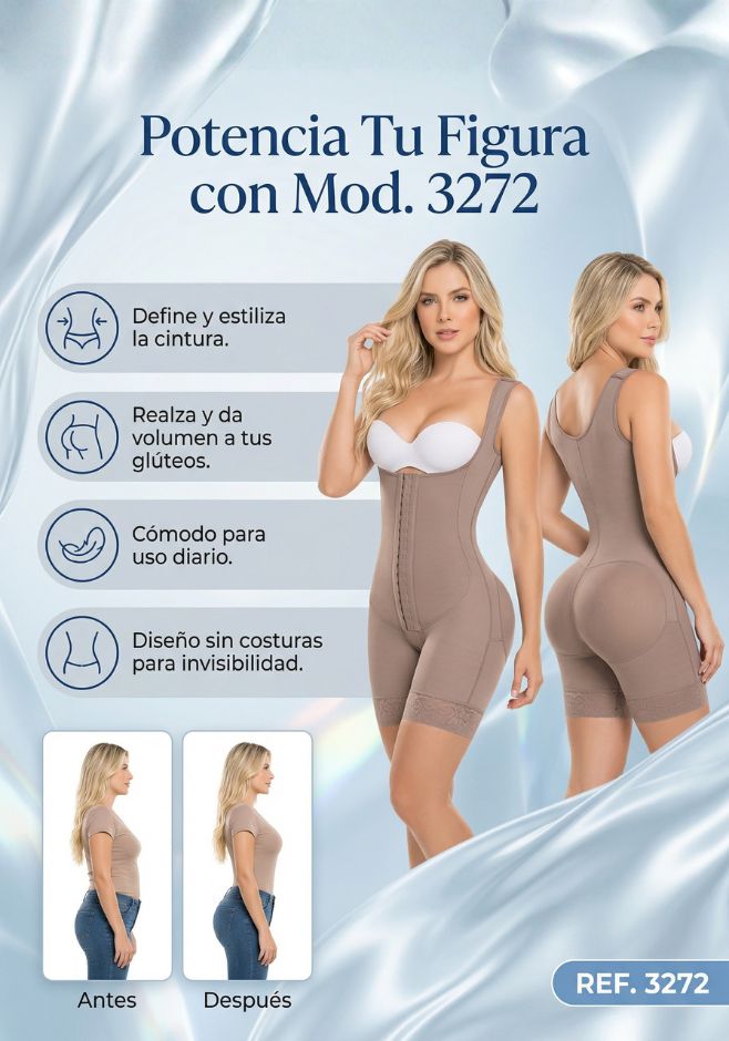 Mod. 3272 Short silueta reloj de arena con broches.