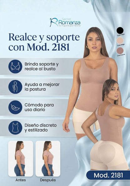 Mod 2181 Camiseta Copas Prehormadas con Tirante Ancho
